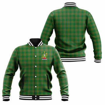 Tartan Vibes Clothing Heffernan Irish Clan Tartan Baseball Jacket with Coat of Arms