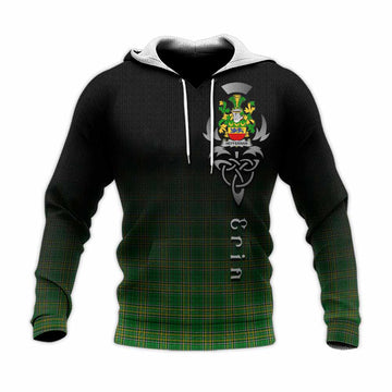 Tartan Vibes Clothing Heffernan Irish Clan Knitted Hoodie with Coat of Arms Erin Go Bragh Celtic Inspired