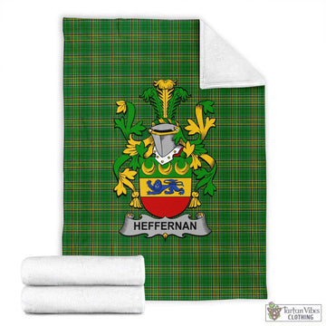 Tartan Vibes Clothing Heffernan Irish Clan Tartan Blanket with Coat of Arms