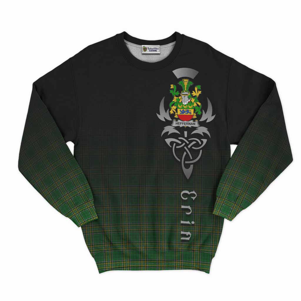 Tartan Vibes Clothing Heffernan Irish Clan Sweatshirt with Coat of Arms Erin Go Bragh Celtic Inspired