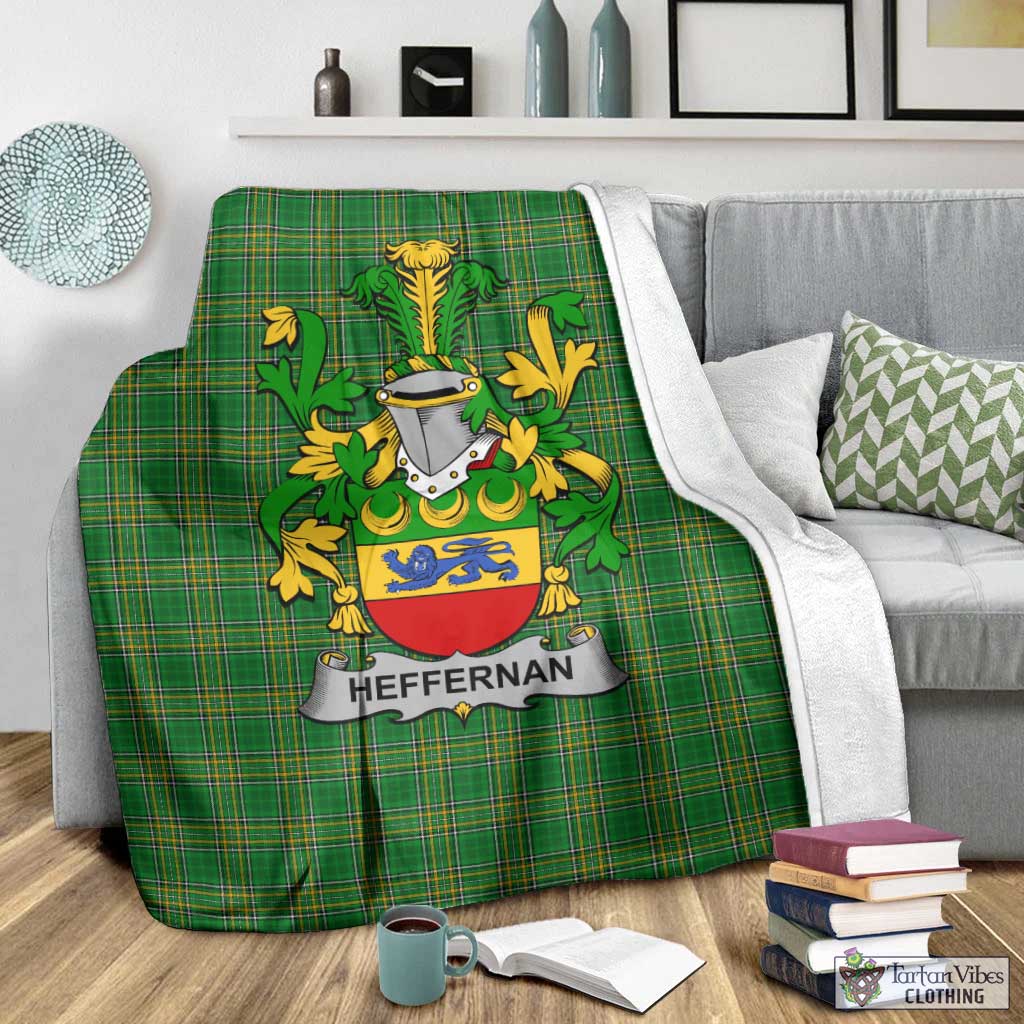 Tartan Vibes Clothing Heffernan Irish Clan Tartan Blanket with Coat of Arms