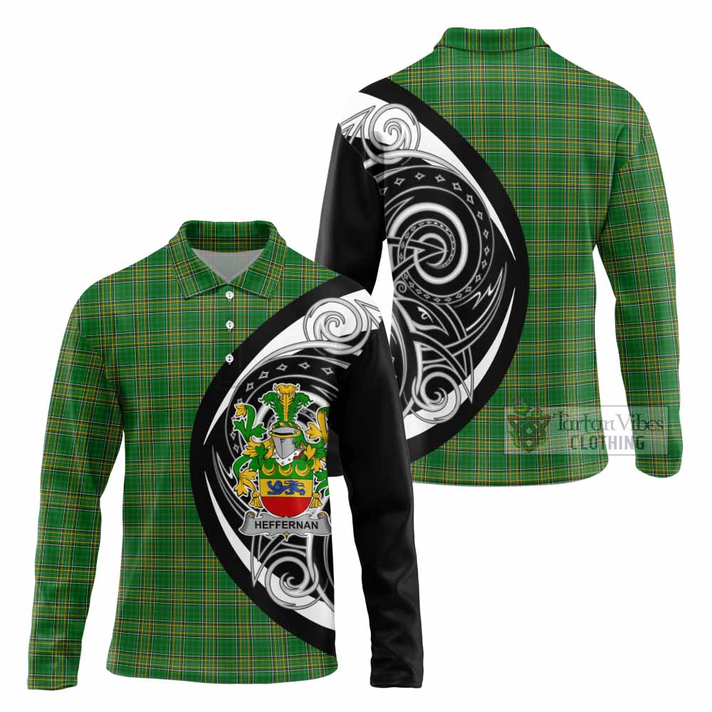 Tartan Vibes Clothing Heffernan Irish Clan Long Sleeve Polo Shirt Celtic Circle Style