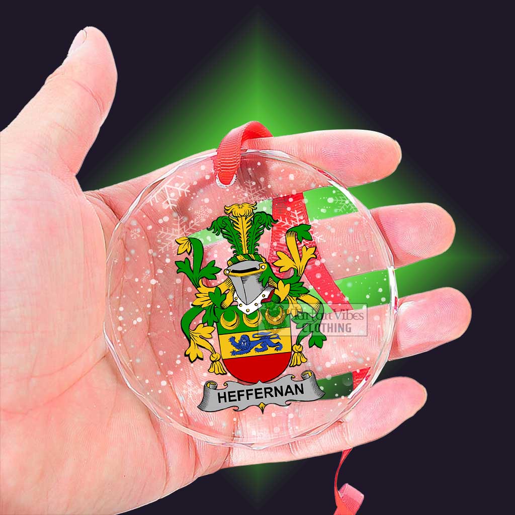 Tartan Vibes Clothing Heffernan Irish Clan Christmas Glass Ornament with Coat of Arms
