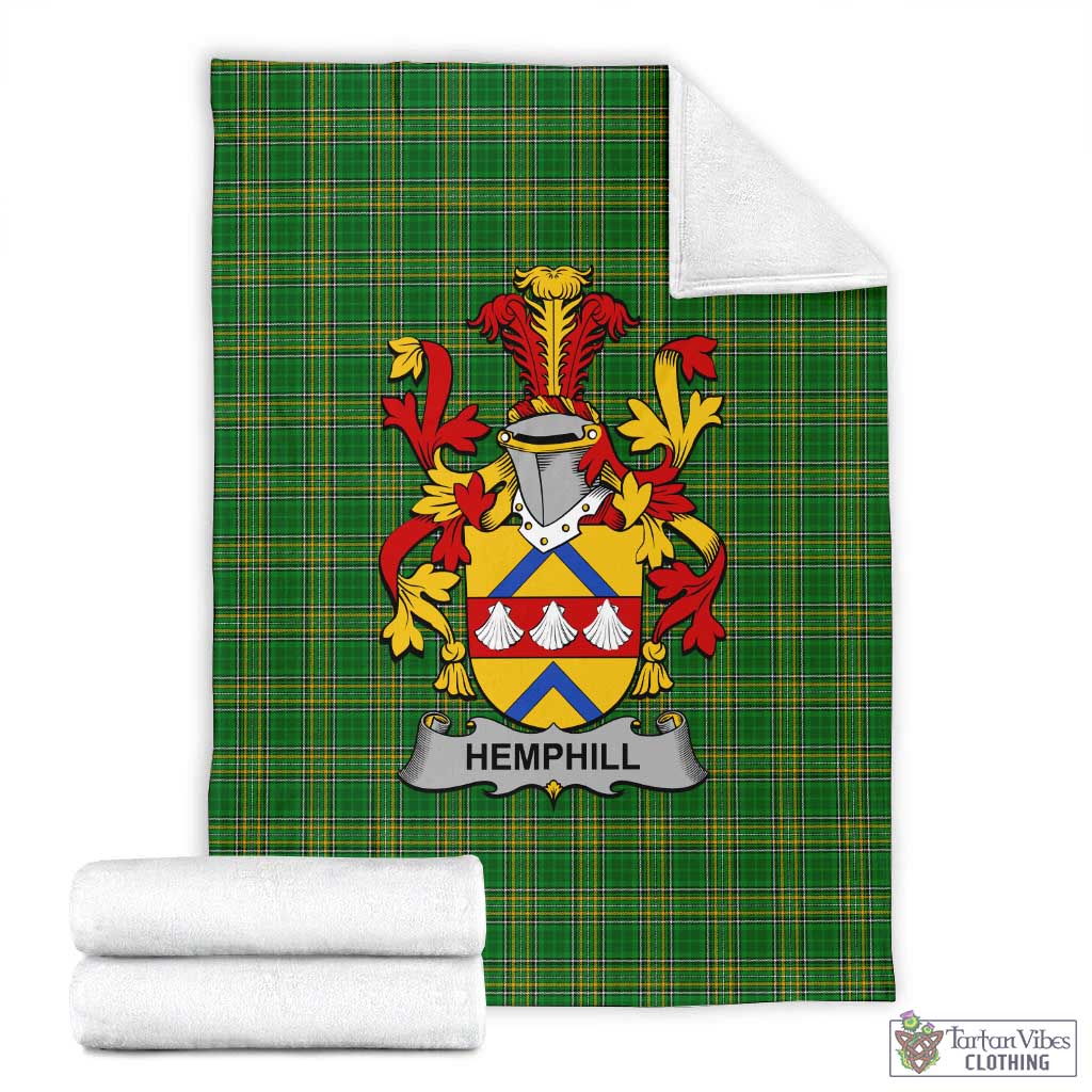 Tartan Vibes Clothing Hemphill Irish Clan Tartan Blanket with Coat of Arms