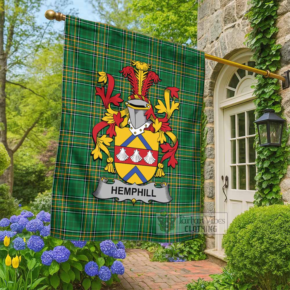 Hemphill Irish Clan Tartan Flag with Coat of Arms