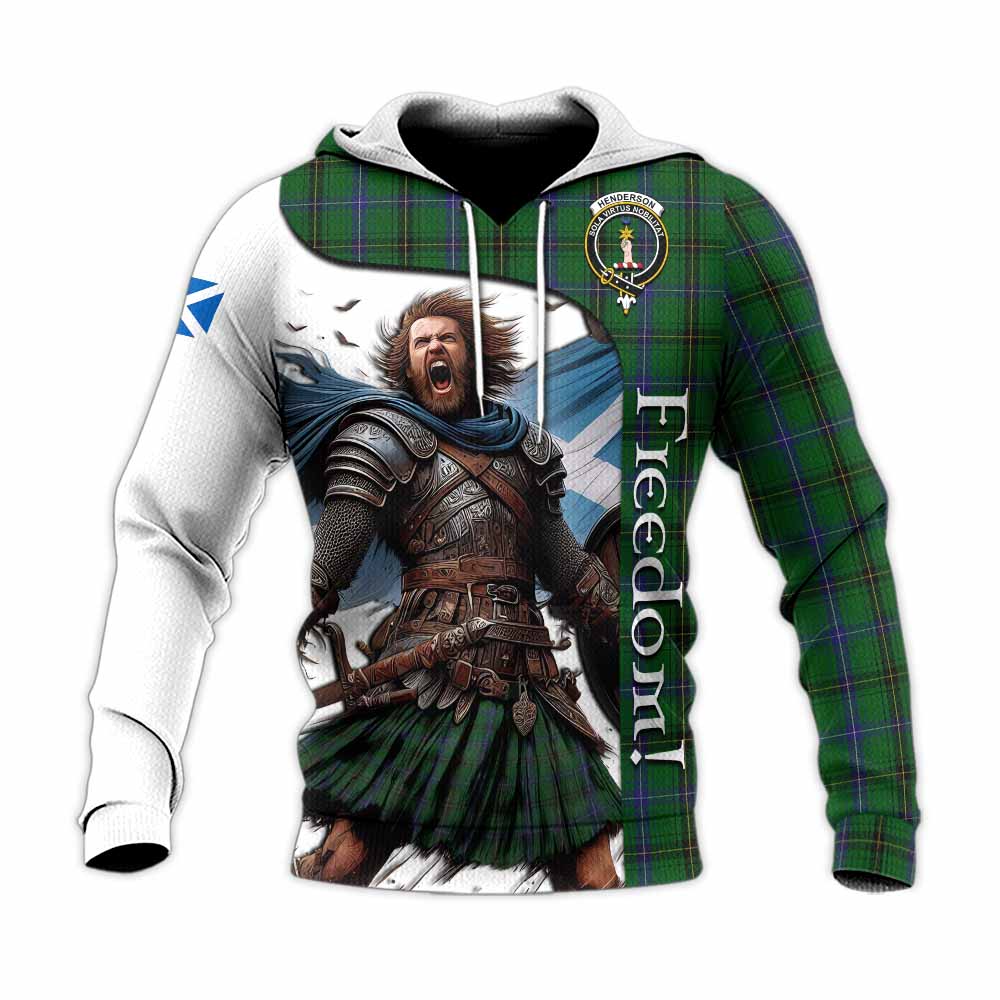 Tartan Vibes Clothing Henderson Crest Tartan Knitted Hoodie Inspired by the Freedom of Scottish Warrior