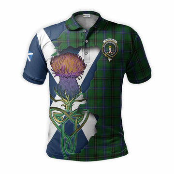 Henderson Tartan Family Crest Polo Shirt Scottish Thistle Celtic Inspired