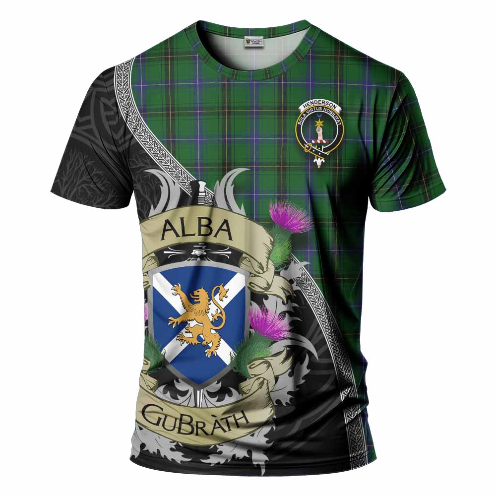 Tartan Vibes Clothing Henderson Tartan Family Crest T-Shirt Lion Rampant Royal Thistle Shield Celtic Inspired
