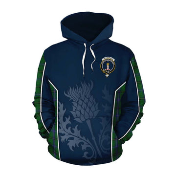 Tartan Vibes Clothing Henderson Tartan Cotton Hoodie with Family Crest and Scottish Thistle Vibes Sport Style