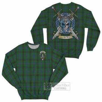 Tartan Vibes Clothing Henderson Tartan Sweatshirt with Family Crest Celtic Skull Style