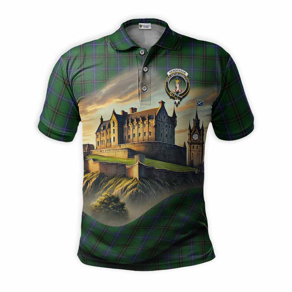Tartan Vibes Clothing Henderson Tartan Family Crest Polo Shirt with Scottish Ancient Castle Stype