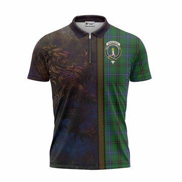 Henderson Tartan Family Crest Zipper Polo Shirt Alba Gu Brath Be Brave Lion Ancient Style