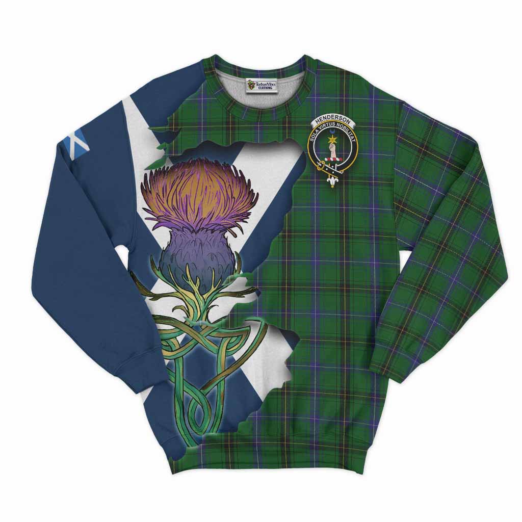 Tartan Vibes Clothing Henderson Tartan Family Crest Sweatshirt Scottish Thistle Celtic Inspired