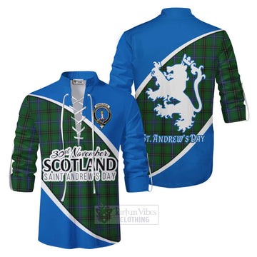 Tartan Vibes Clothing Henderson Family Crest Tartan Ghillie Kilt Shirt Celebrate Saint Andrew's Day in Style