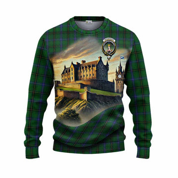 Tartan Vibes Clothing Henderson Tartan Family Crest Knitted Sweater with Scottish Ancient Castle Style