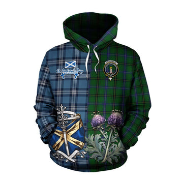 Tartan Vibes Clothing Henderson Tartan Cotton Hoodie Happy St. Andrew's Day Half Tartan Style
