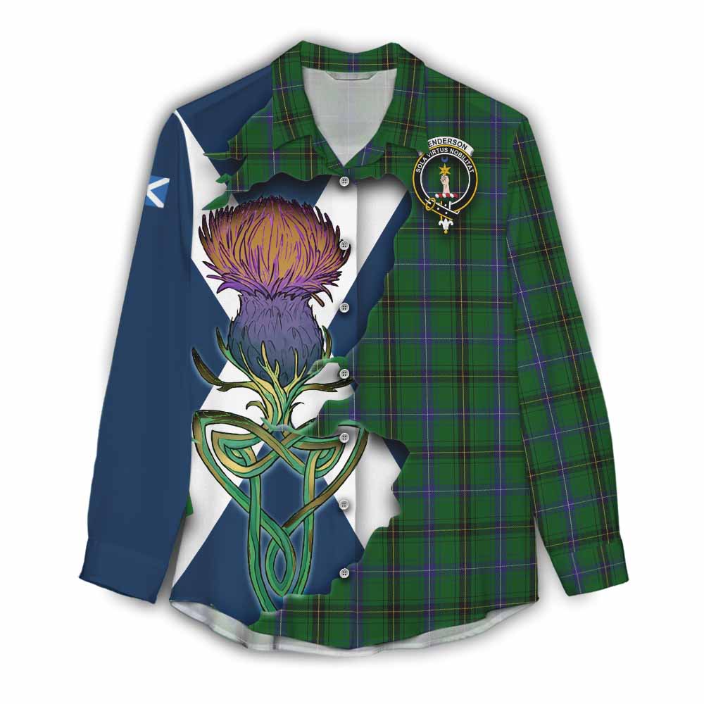 Tartan Vibes Clothing Henderson Tartan Family Crest Women's Casual Shirt Scottish Thistle Celtic Inspired