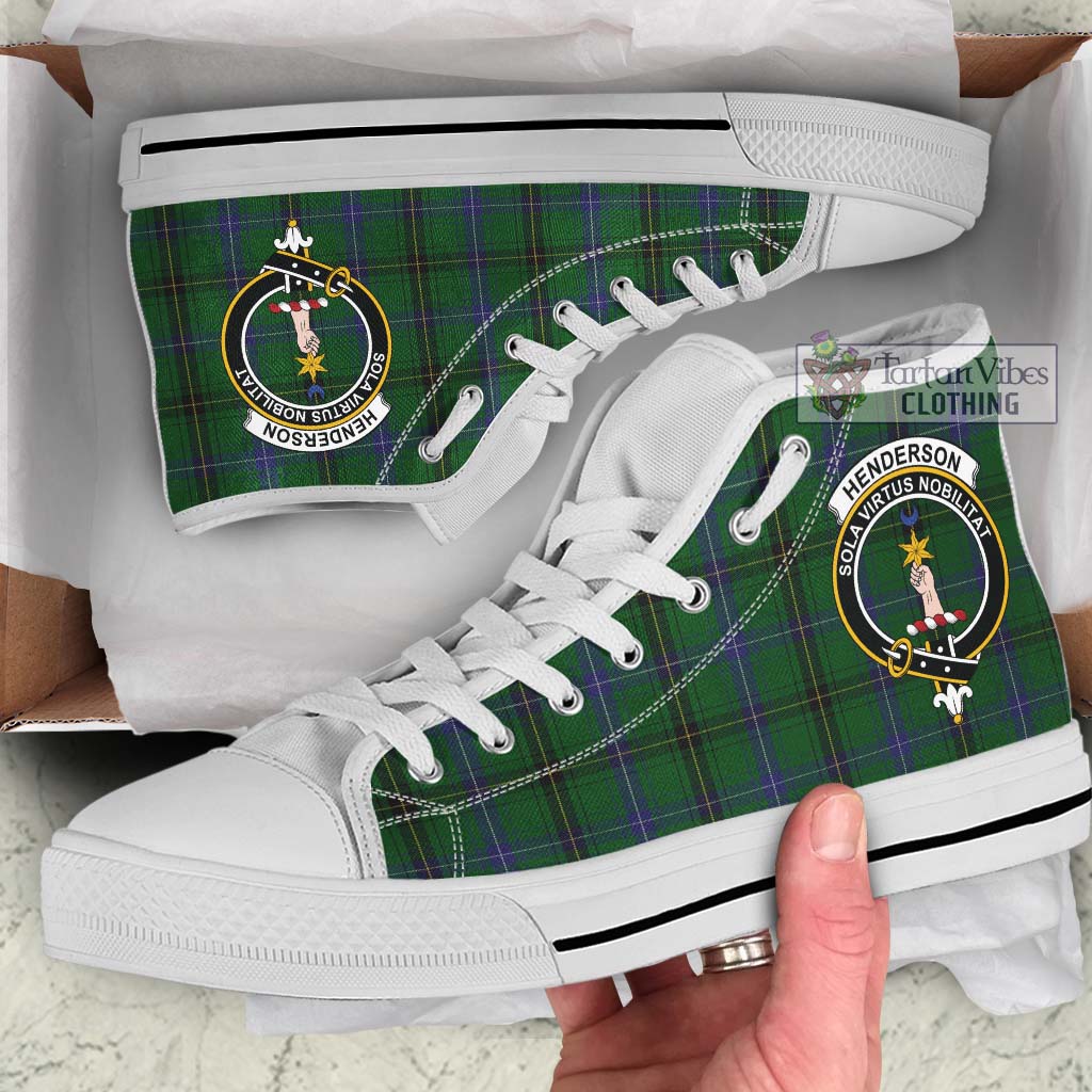 Tartan Vibes Clothing Henderson Tartan High Top Shoes with Family Crest