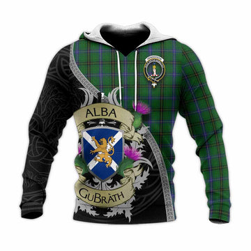Henderson Tartan Family Crest Knitted Hoodie Lion Rampant Royal Thistle Shield Celtic Inspired