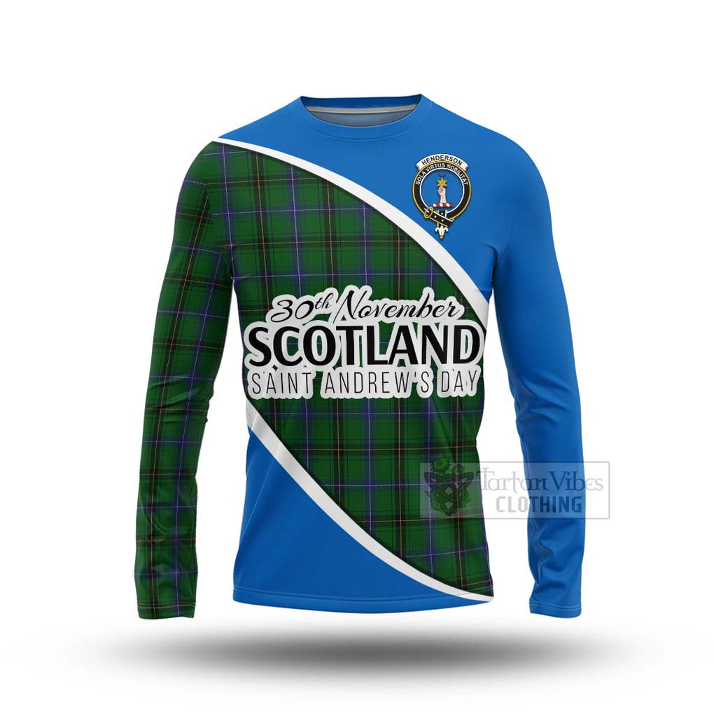Tartan Vibes Clothing Henderson Family Crest Tartan Long Sleeve T-Shirt Celebrate Saint Andrew's Day in Style