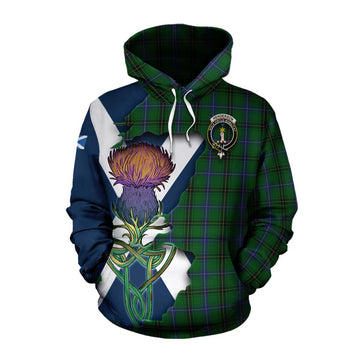 Tartan Vibes Clothing Henderson Tartan Family Crest Cotton Hoodie Scottish Thistle Celtic Inspired