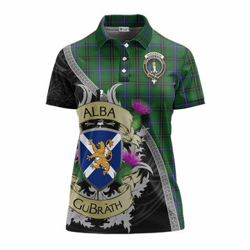 Henderson Tartan Family Crest Women's Polo Shirt Lion Rampant Royal Thistle Shield Celtic Inspired