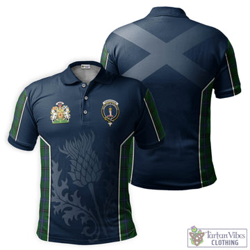 Henderson Tartan Men's Polo Shirt with Family Crest and Scottish Thistle Vibes Sport Style