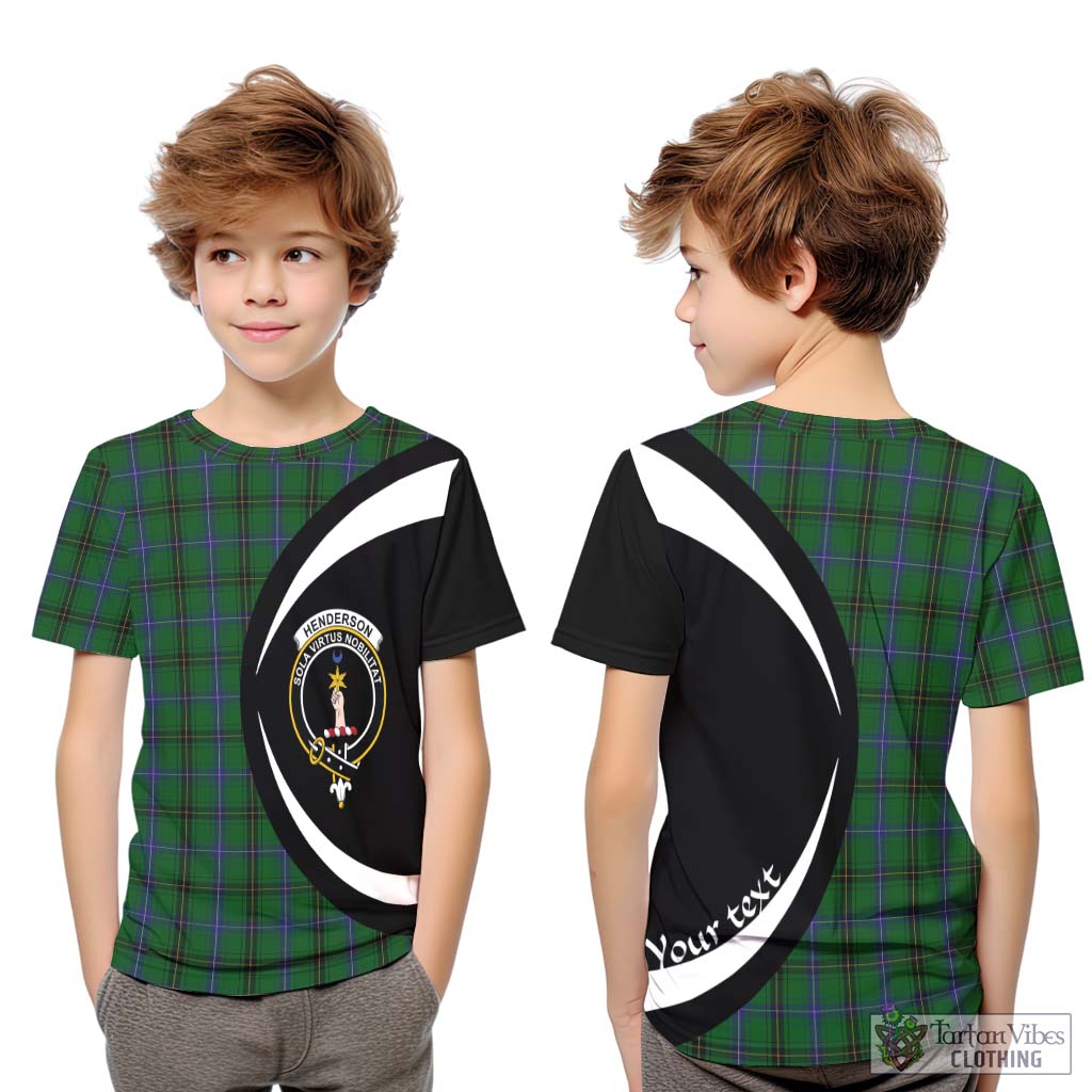 Henderson Tartan Kid T-Shirt with Family Crest Circle Style Youth XL Size14 - Tartan Vibes Clothing
