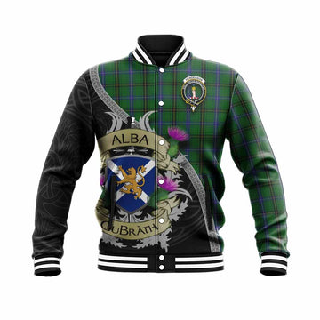 Tartan Vibes Clothing Henderson Tartan Family Crest Baseball Jacket Lion Rampant Royal Thistle Shield Celtic Inspired