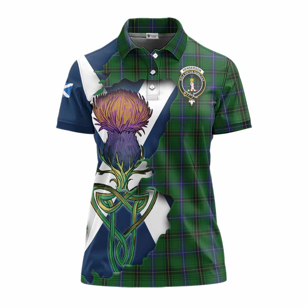 Tartan Vibes Clothing Henderson Tartan Family Crest Women's Polo Shirt Scottish Thistle Celtic Inspired