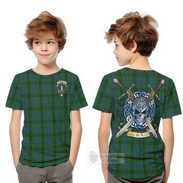 Tartan Vibes Clothing Henderson Tartan Kid T-Shirt with Family Crest Celtic Skull Style