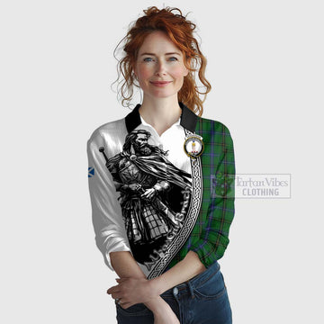 Tartan Vibes Clothing Henderson Tartan Clan Crest Women's Casual Shirt with Highlander Warrior Celtic Style