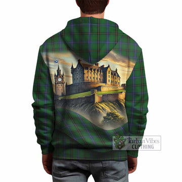 Tartan Vibes Clothing Henderson Tartan Family Crest Hoodie with Scottish Ancient Castle Style