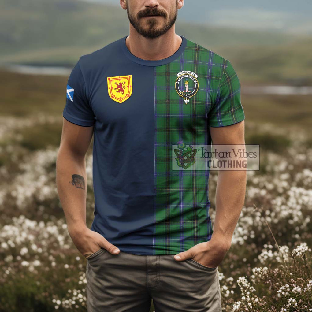 Tartan Vibes Clothing Henderson Tartan T-Shirt Alba with Scottish Lion Royal Arm Half Style