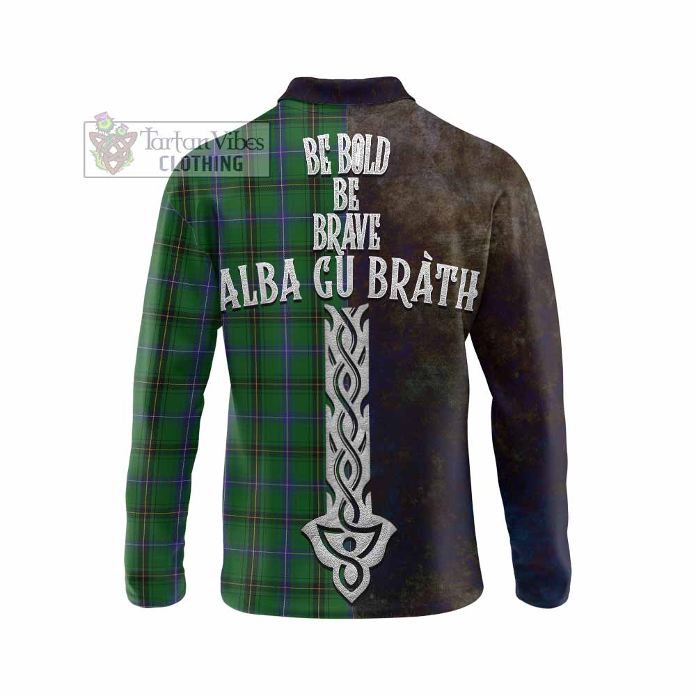 Tartan Vibes Clothing Henderson Tartan Family Crest Long Sleeve Polo Shirt Alba Gu Brath Be Brave Lion Ancient Style