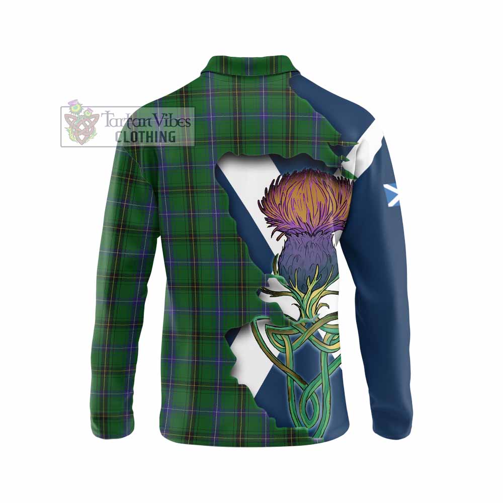 Tartan Vibes Clothing Henderson Tartan Family Crest Long Sleeve Polo Shirt Scottish Thistle Celtic Inspired