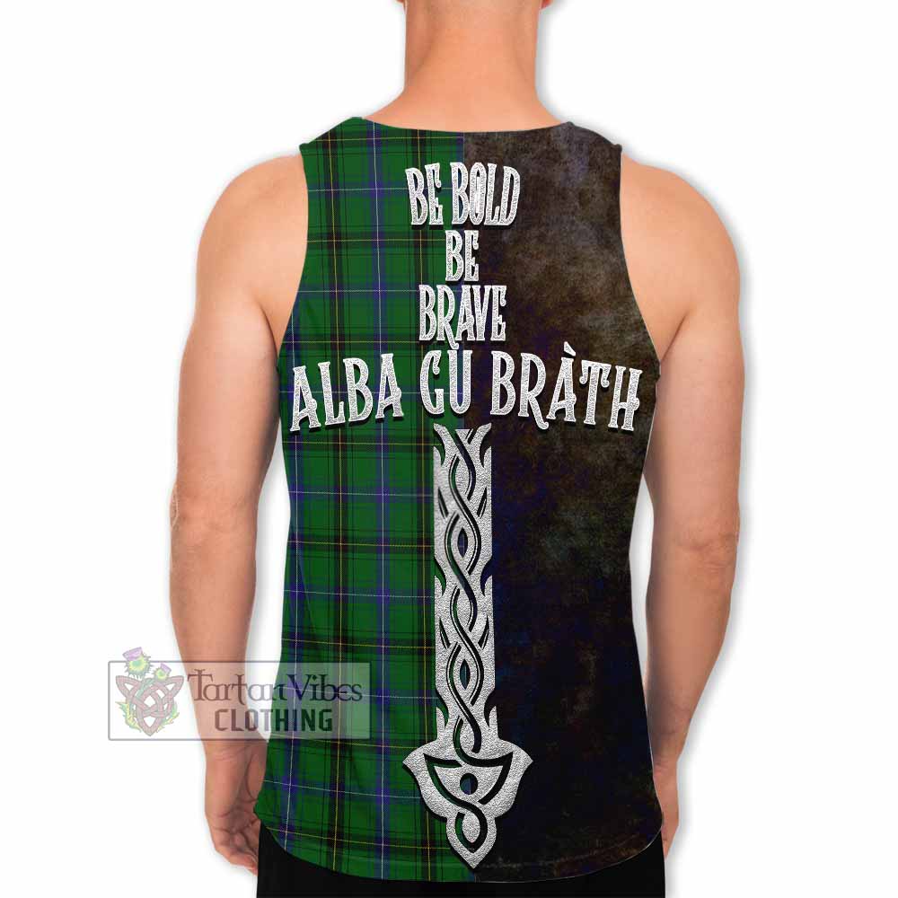 Tartan Vibes Clothing Henderson Tartan Family Crest Men's Tank Top Alba Gu Brath Be Brave Lion Ancient Style