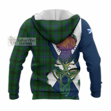 Henderson Tartan Family Crest Knitted Hoodie Scottish Thistle Celtic Inspired