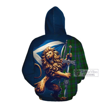 Tartan Vibes Clothing Henderson Tartan Family Crest Cotton Hoodie with Scottish Majestic Lion