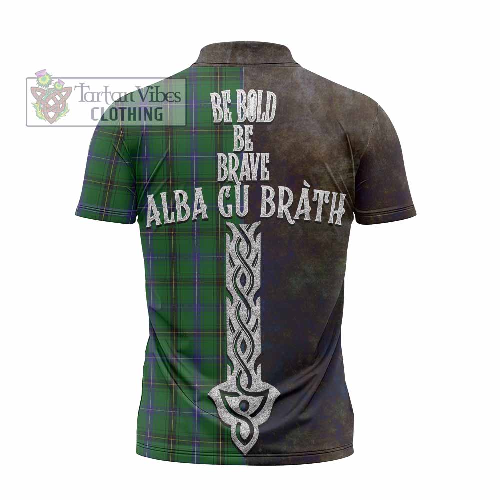 Tartan Vibes Clothing Henderson Tartan Family Crest Zipper Polo Shirt Alba Gu Brath Be Brave Lion Ancient Style