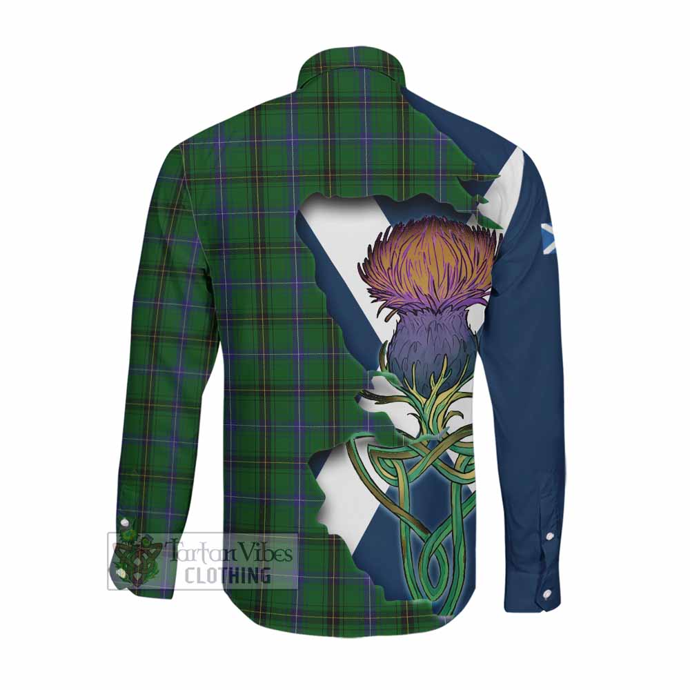 Tartan Vibes Clothing Henderson Tartan Family Crest Long Sleeve Button Shirt Scottish Thistle Celtic Inspired