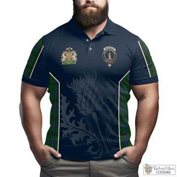 Henderson Tartan Men's Polo Shirt with Family Crest and Scottish Thistle Vibes Sport Style
