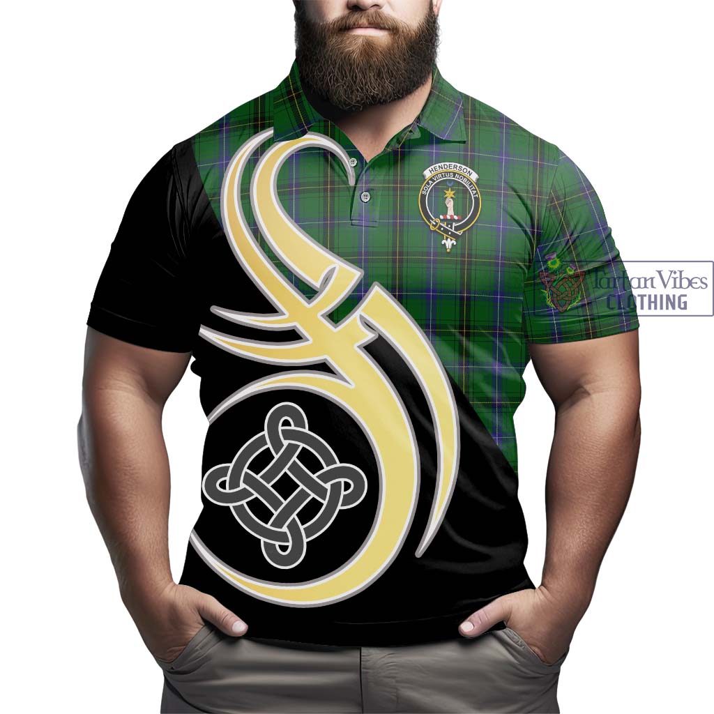 Henderson Tartan Polo Shirt with Family Crest and Celtic Symbol Style - Tartan Vibes Clothing