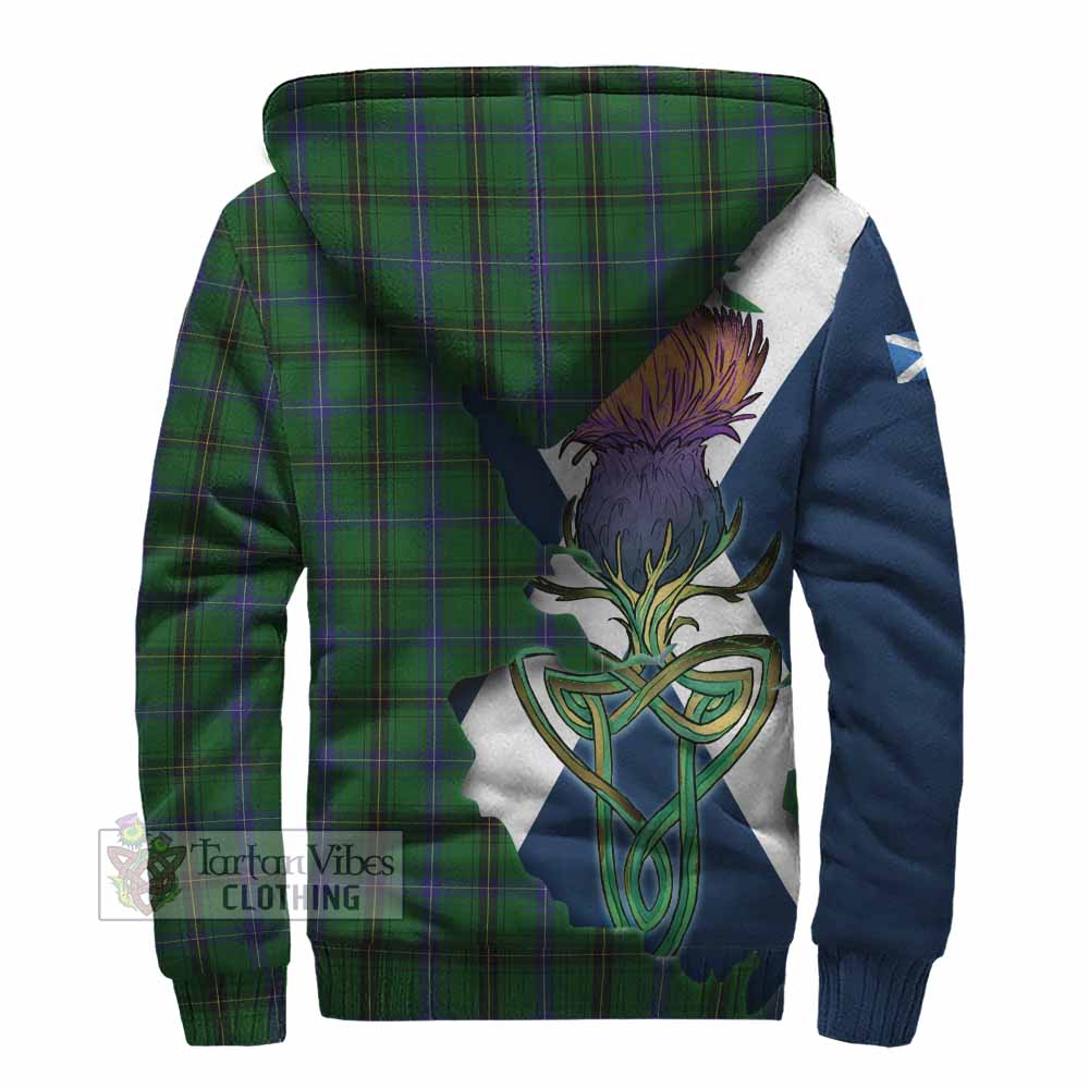 Tartan Vibes Clothing Henderson Tartan Family Crest Sherpa Hoodie Scottish Thistle Celtic Inspired