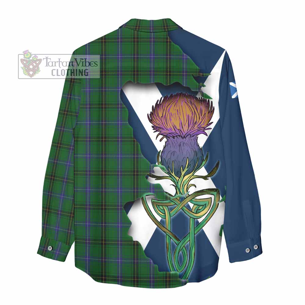 Tartan Vibes Clothing Henderson Tartan Family Crest Women's Casual Shirt Scottish Thistle Celtic Inspired