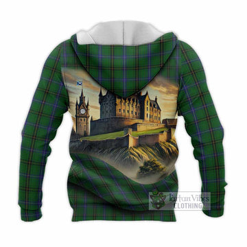 Henderson Tartan Family Crest Knitted Hoodie with Scottish Ancient Castle Style