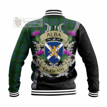 Tartan Vibes Clothing Henderson Tartan Family Crest Baseball Jacket Lion Rampant Royal Thistle Shield Celtic Inspired