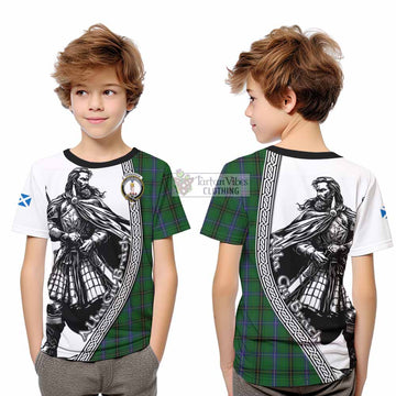 Henderson Tartan Clan Crest Kid T-Shirt with Highlander Warrior Celtic Style