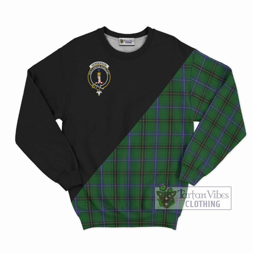 Henderson Tartan Sweatshirt with Family Crest and Military Logo Style - Tartanvibesclothing Shop
