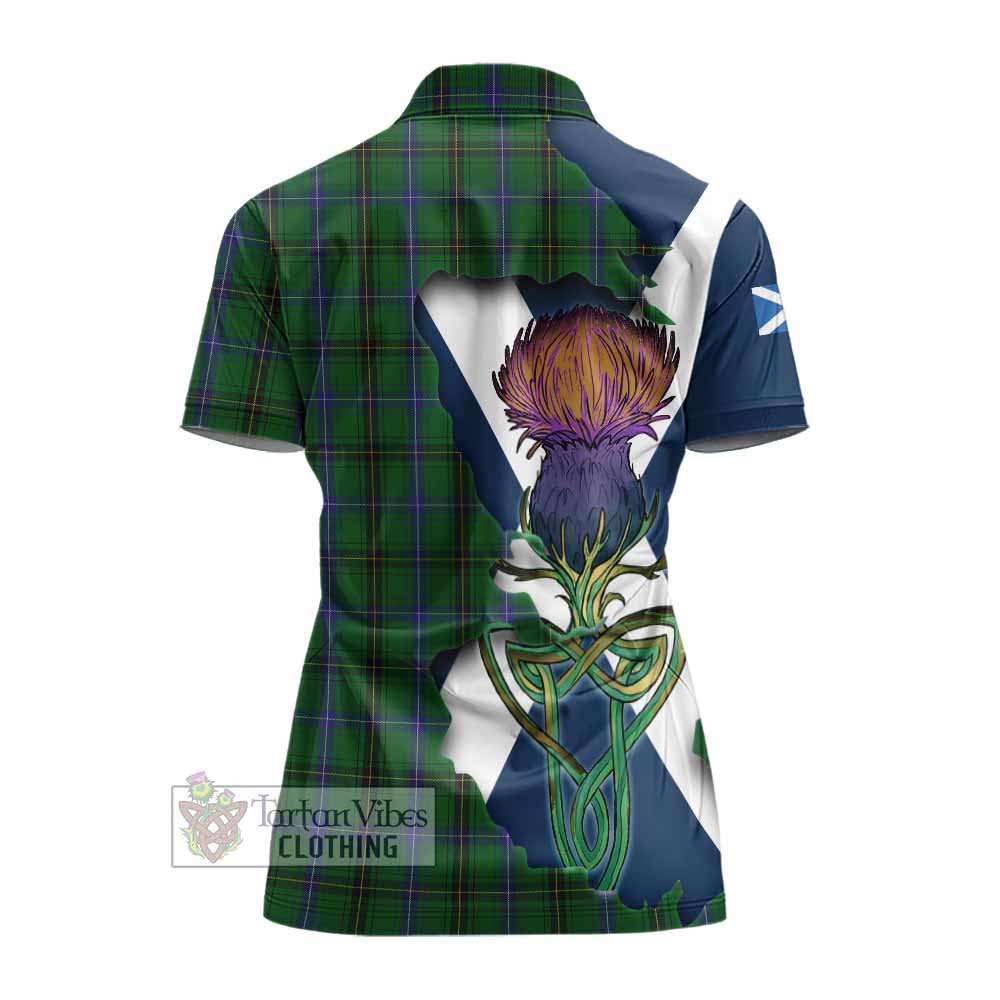 Tartan Vibes Clothing Henderson Tartan Family Crest Women's Polo Shirt Scottish Thistle Celtic Inspired